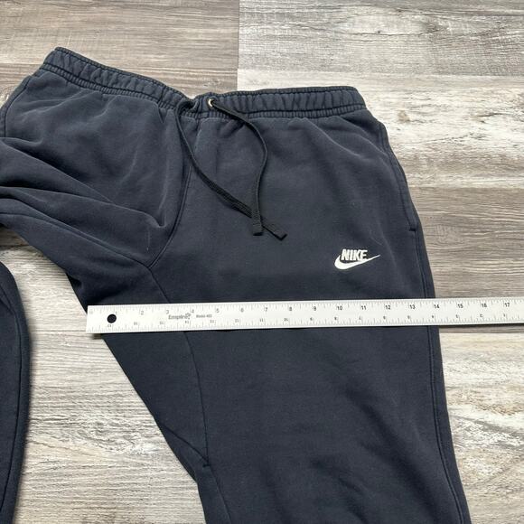 Nike Black White Mens Large Mini Swoosh Club Fleece Tapered Jogger Sweatpants - Picture 9 of 12